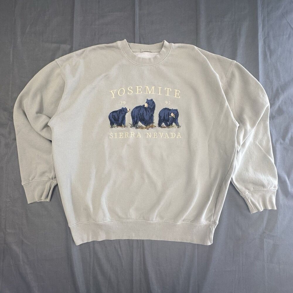 John Galt Yosemite Sierra Nevada Sweatshirt Womens XL Relaxed Embroidery Bears